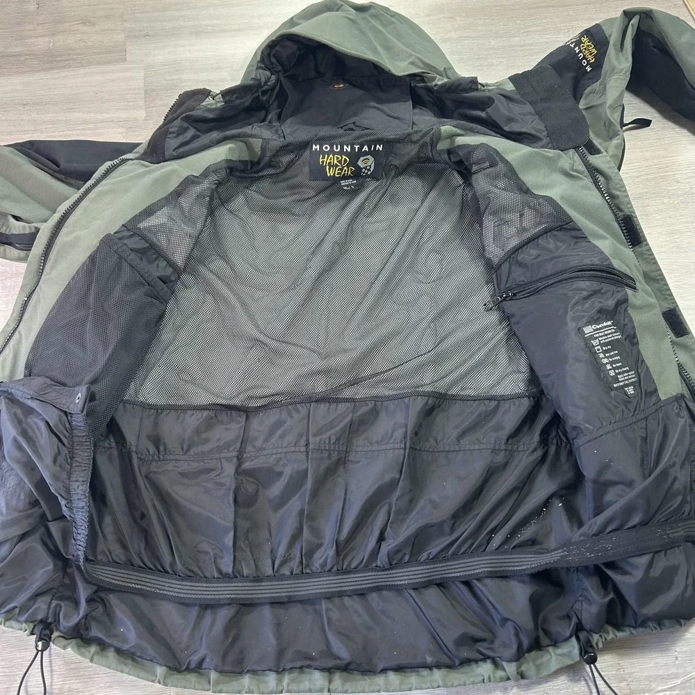 Mountain Hardwear Ski Jacket Mens Medium Green Hooded Full Zip Conduit Shell
